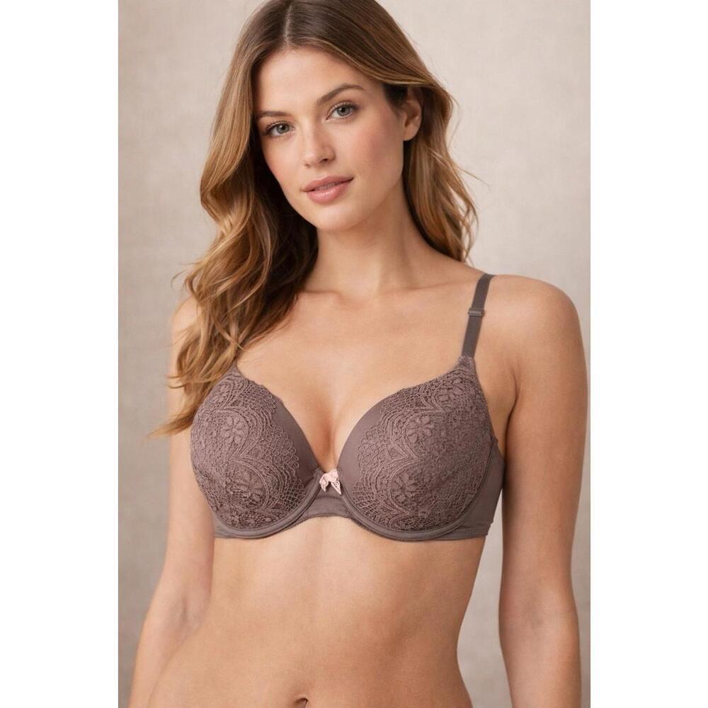 Victoria’s Secret Body by Victoria Brown Lace Demi Bra 34DD Lightly Lined